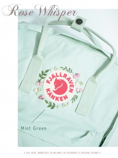 【新登場】刺繡版 Fjallraven Kanken Embroidery – Rose Whisper / Mint - Classic Size